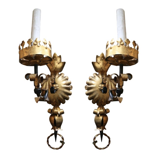 Vintage Hollywood Regency Italian Sconces - A Pair For Sale