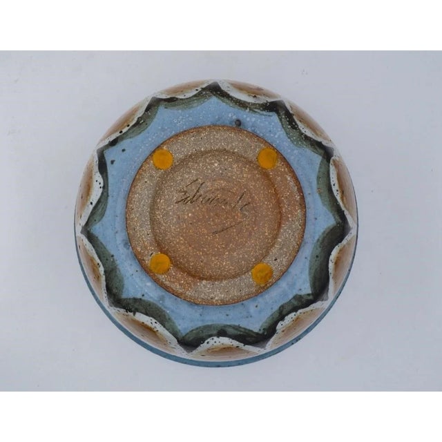 Vintage mid 20th century large lidded pottery pot by Joel Edwards (1923 - 2007) California. Signed on bottom, blue matte...