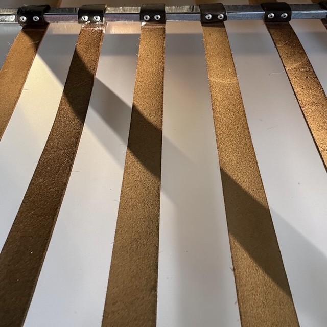 Vintage Barcelona Style Leather Ottomans Pair Chrome X-Frame Bauhaus For Sale - Image 11 of 16