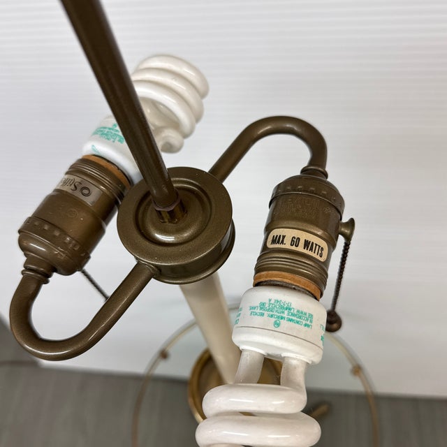 Traditional Stiffel Brass Floor Lamp + Glass Table For Sale - Image 3 of 12