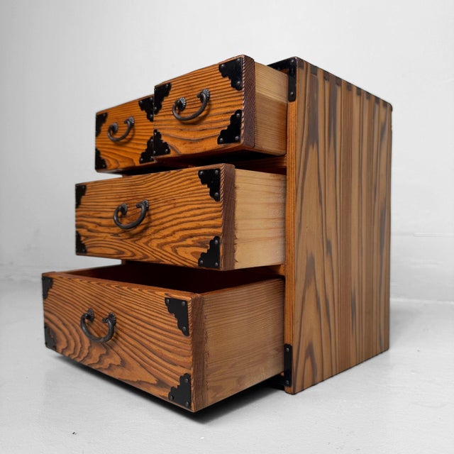 Vintage Japanese Wooden Jewellery Cabinet with Four Drawers, 1970s For Sale - Image 4 of 9