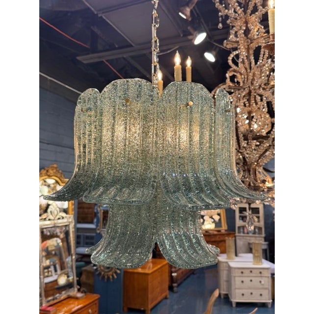 Bell Shaped Murano Glass Chandelier in Fontana Green For Sale - Image 4 of 6