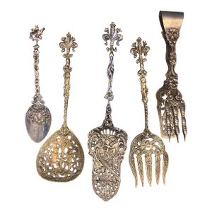 Vintage Italian Ornate Silver-Plated Serving Set, 5 Pieces