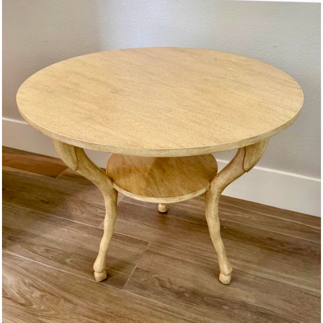 Vintage Carved & Custom Painted Round Side Table With Hoof Feet For Sale - Image 4 of 7