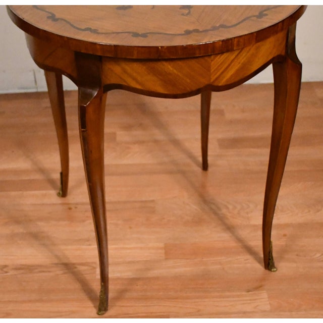 1930s French Satinwood Inlaid Center Table / Side Table For Sale - Image 9 of 11