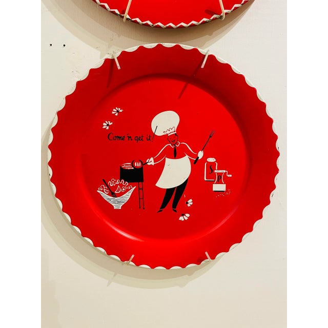 Vintage Marcelline Stoyke Bbq Theme Metal Wall Trays- Set of 3 For Sale - Image 4 of 13