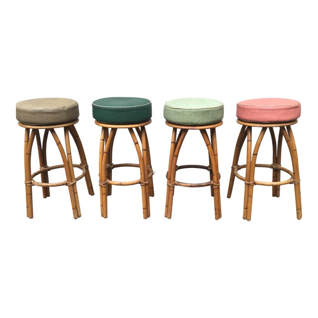 Heywood Wakefield Bamboo Barstools - Set of 4 | Chairish