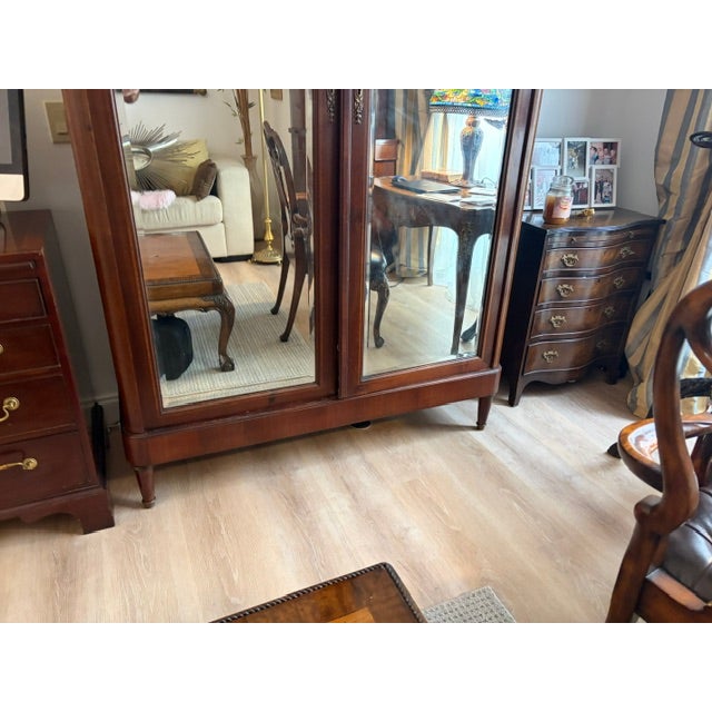 Antique French Empire Mahogany Mirrored Armoire For Sale - Image 16 of 16