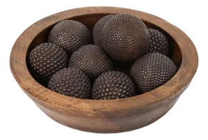 Wooden Bowl With 9 French Iron Boules
