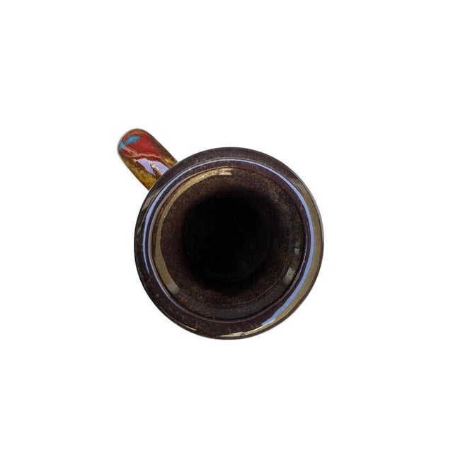 Mid-Century Modern Mid-Century Model No. 334-19 Pitcher in Hand-Painted, Brown Ceramic with Red and Blue Glaze, West German, 1960s For Sale - Image 3 of 7