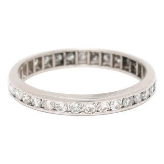 1940's .50ctw Diamond Eternity Band Ring, Platinum, Ring Size 5.25 For Sale