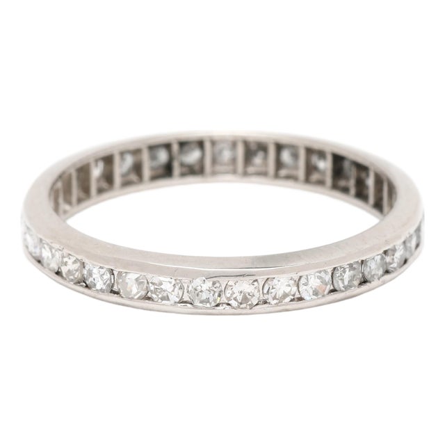 1940's .50ctw Diamond Eternity Band Ring, Platinum, Ring Size 5.25 For Sale