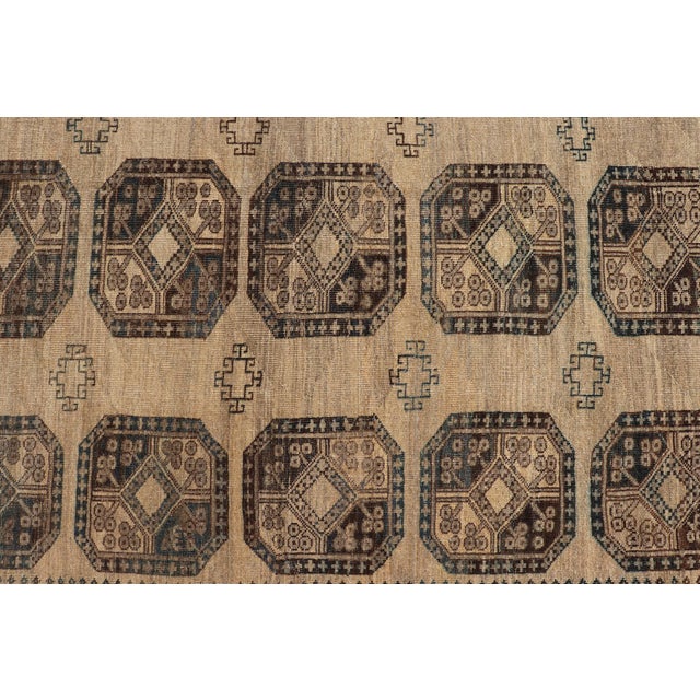 Early 20th Century Antique Ersari Rug Sophisticated Medallion Patterns in Earthy Tones 8'7 X 11'10 For Sale - Image 5 of 10