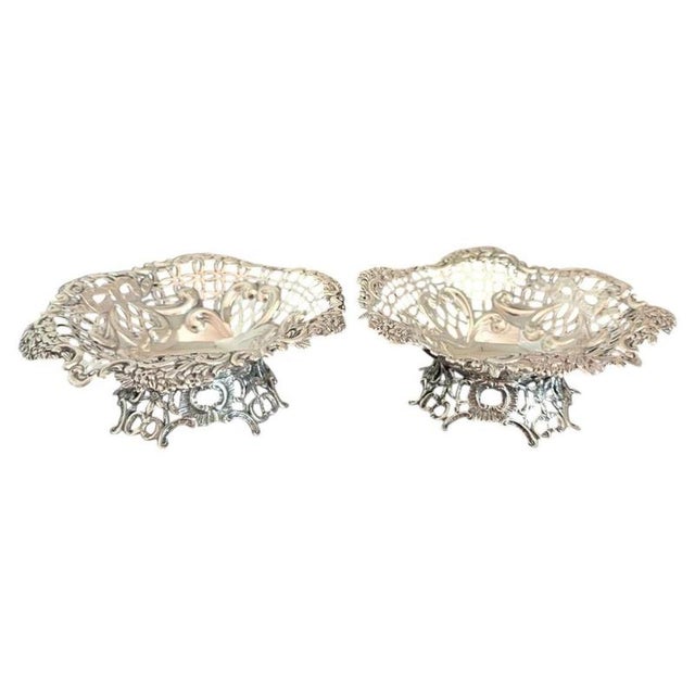 Antique Victorian Sterling Silver Bon Bon Dishes by William Comyns, 1891, Set of 2 For Sale - Image 14 of 14