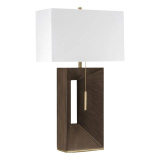 Susan Frank Parallux Table Lamp - Walnut & Weathered Brass For Sale