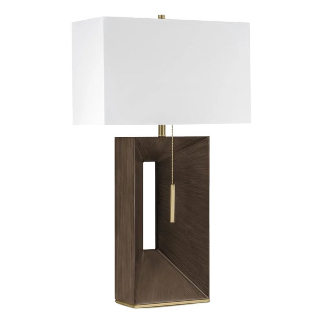 Susan Frank Parallux Table Lamp - Walnut & Weathered Brass For Sale