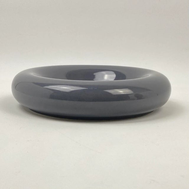 80s Gray Rolled Edge Ceramic Catchall For Sale - Image 11 of 13