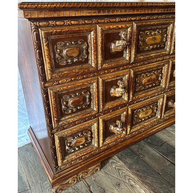 Rustic European Continental European Hand-Carved Figural Chest of Drawers / Commode For Sale - Image 3 of 12