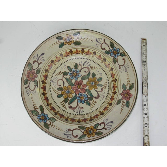Mid 20th Century Platter 12" Earthenware Hand Painted from Portugal Signed - Rustica Lisboa For Sale - Image 4 of 12