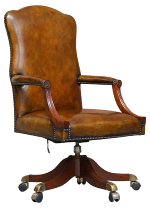 Vintage Brown Leather Oak Framed Captains Directors Armchair