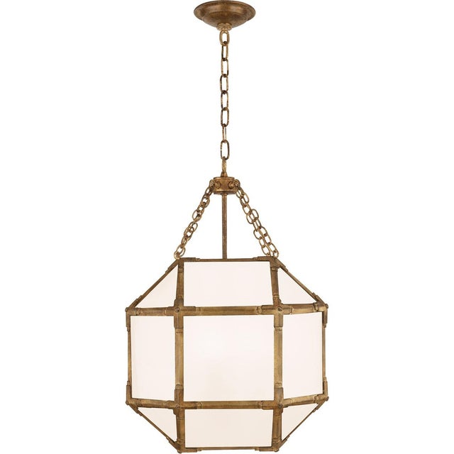 Transitional Suzanne Kasler for Visual Comfort Signature Morris Small Lantern in Gilded Iron with White Glass For Sale - Image 3 of 3