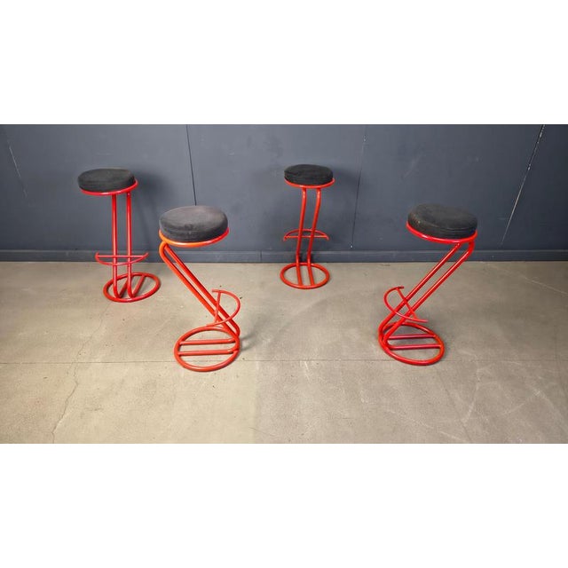 1980s Metal Bar Stools, 1980s, Set of 4 For Sale - Image 5 of 13