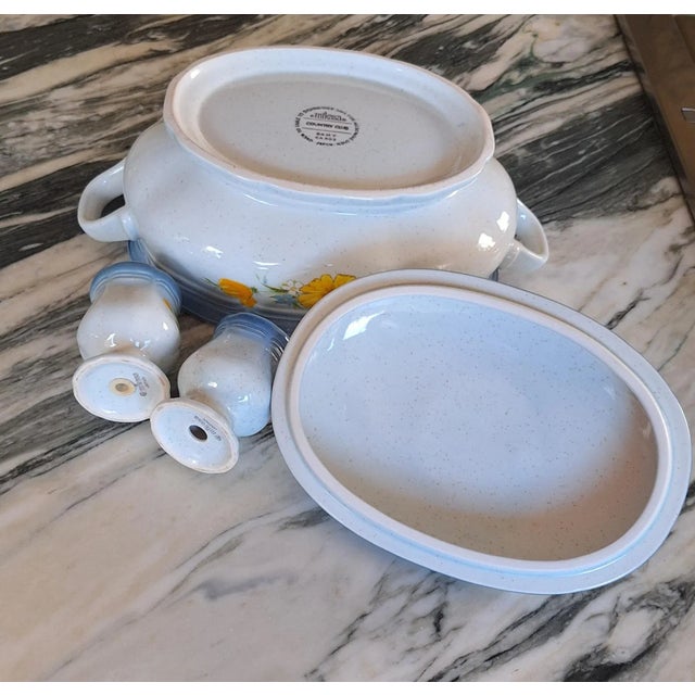 1970s MOS251970's Mikasa Country Club Amy Pattern Covered Casserole With Salt & Pepper - A Trio For Sale - Image 5 of 7