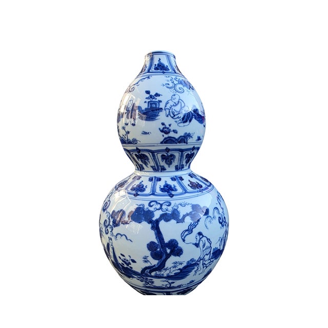 Ceramic Chinese Blue & White Double Gourd Porcelain Vase For Sale - Image 7 of 10