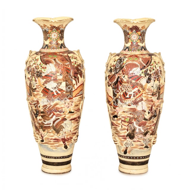 Japanese Outdoor Satsuma Vases, Set of 2 For Sale - Image 8 of 8