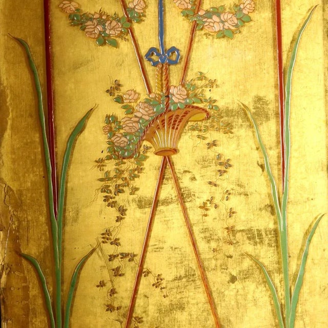 Wood Antique Art Nouveau Screen in Ebonized Wood For Sale - Image 7 of 12