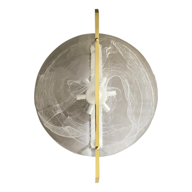 Italian Venied-White Alabastro Disc Murano Glass Wall Sconce by Simoeng For Sale