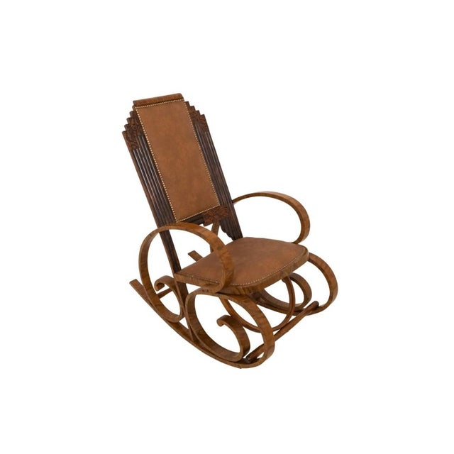A unique art deco rocking chair, poland, circa 1930. an exceptional art deco rocking chair from poland, dating to around...