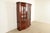 English Baker Furniture Georgian Flame Mahogany Lighted Breakfront Bookcase Cabinet For Sale - Image 3 of 14