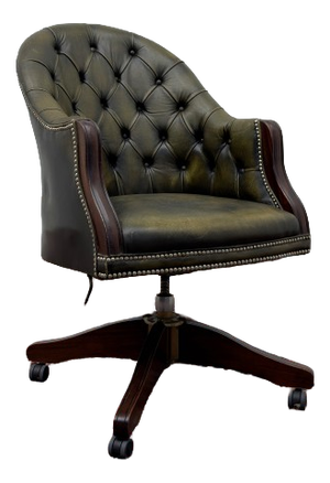 English Green Chesterfield Desk Chair