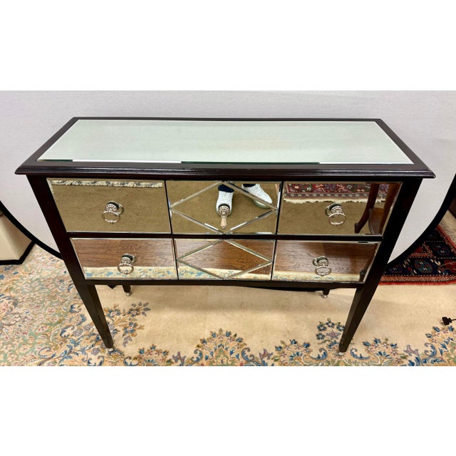 Wood Maitland Smith Mirrored Console Table Sideboard Dry Bar Chest For Sale - Image 7 of 10