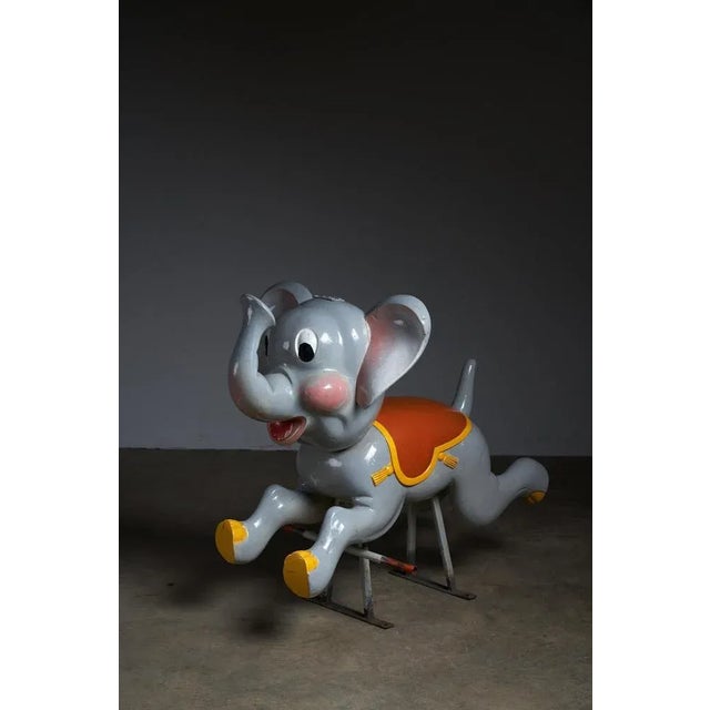 Vintage Carved Wood Elephant Carousel Figure by Bernard Kindt, 1960s For Sale - Image 4 of 10