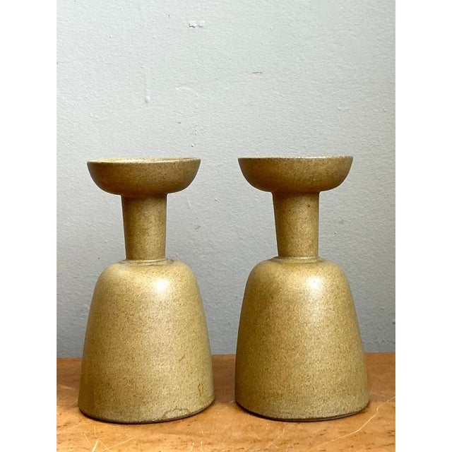 Vintage Modernist Ceramic Candle Holders For Sale In West Palm - Image 6 of 12