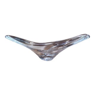 Mid-Century Daum France Rare Large 26.5" Crystal Swallowtail Centerpiece Bowl - Pristine For Sale