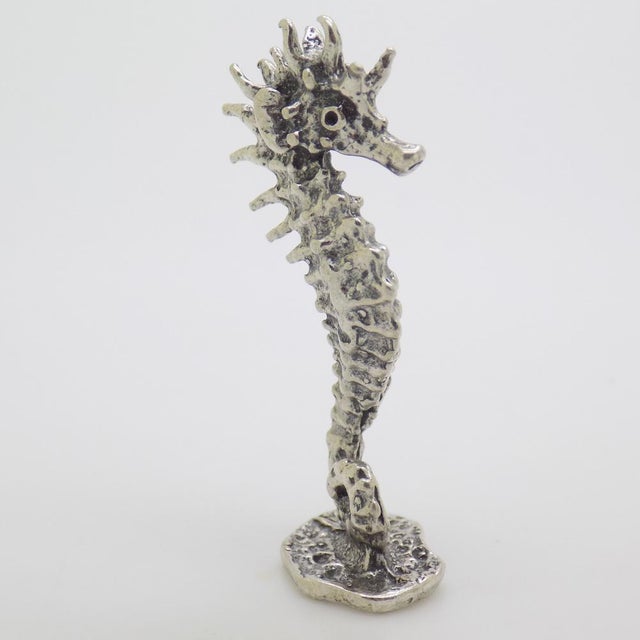 1970s Vintage Italian Handmade Silver Seahorse Miniature, 1970s For Sale - Image 5 of 11