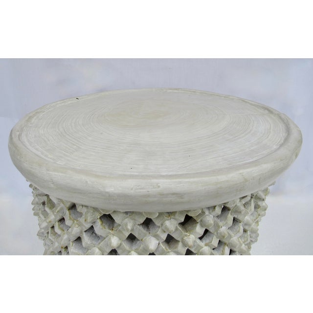 Oyster Gray 20th. Century African Moorish-Style, Hand-Carved Bemileke Stool or Table Made in Cameroon For Sale - Image 8 of 17