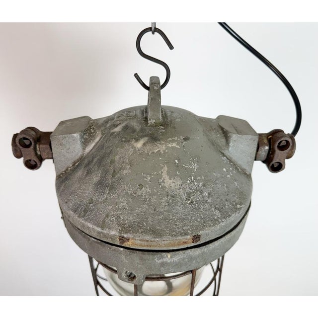Metal Industrial Grey Explosion Proof Lamp from Elektrosvit, 1960s For Sale - Image 7 of 18