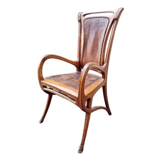 Art Nouveau Carved Walnut Chair by Abel Landry, France, 1900s For Sale