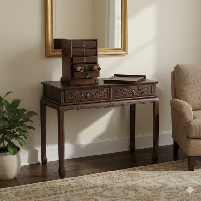 Oriental 5 Small Drawers Pull Lid Accent Treasure Chest Box For Sale In San Francisco - Image 6 of 7