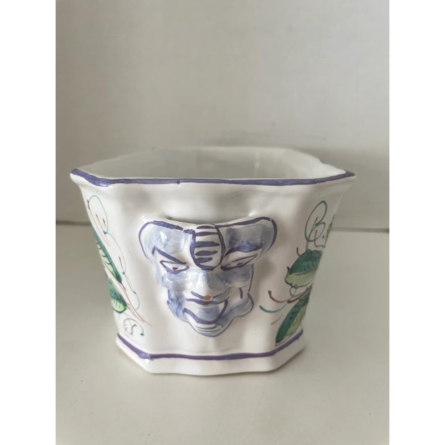 Italian Vintage 1950s Ceramic Hand Painted Planter by Castelli & Signed by Artist L. Pardi, Italy For Sale - Image 3 of 7