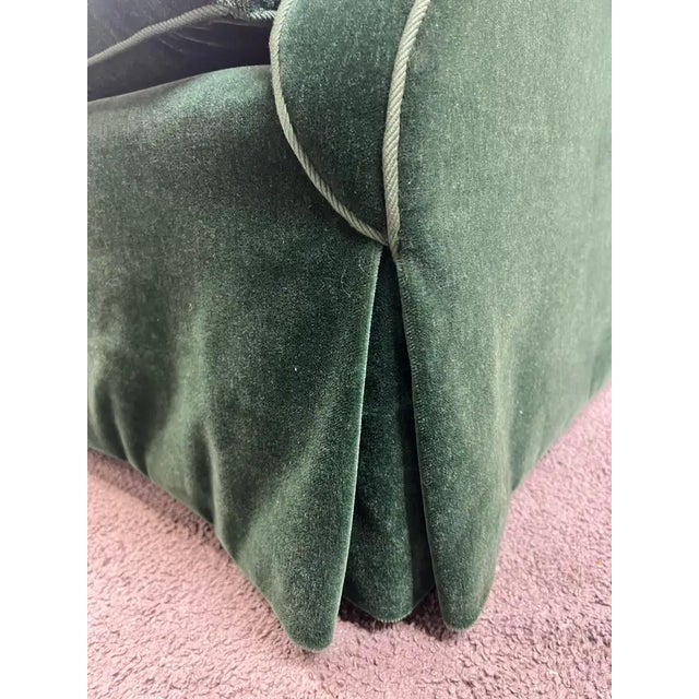 Hollywood Regency Style Custom Overstuffed Emerald Velvet Armchair For Sale - Image 10 of 17