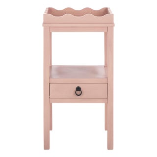Darlyn Scalloped 1 Drawer Accent Table in Pink For Sale