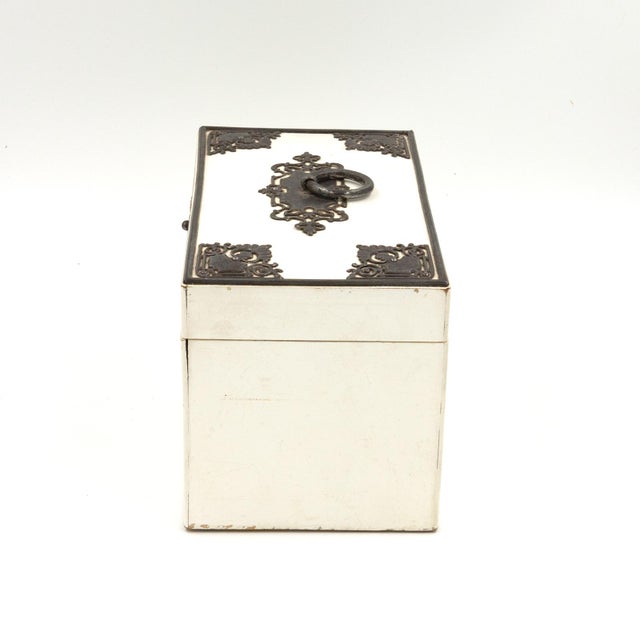 Elegant Painted English Victorian Period Tea Caddy With Elaborate Metalwork, Circa 1890. For Sale - Image 10 of 12