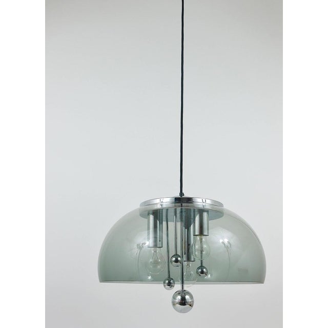 Gray Mid-Century Space Age Globe Pendant Lamp with Chromed Spheres, Germany, 1970s For Sale - Image 8 of 18