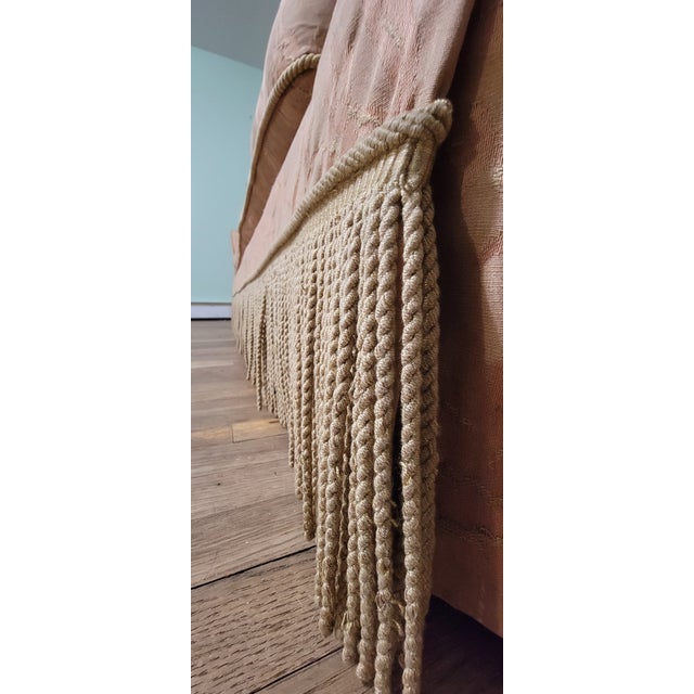 Baker Furniture Company 1990s Vintage Regency Damask Sofa With Bullion Fringe Attributed to Baker Furniture For Sale - Image 4 of 5