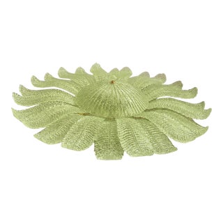 Contemporary Venetian Sunflwer Murano Glass Green Flush Mount For Sale